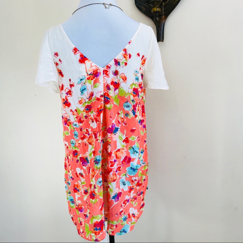 SOLD🚫Maeve Floral Coral Flutter Silk Blouse - Picture 7 of 8